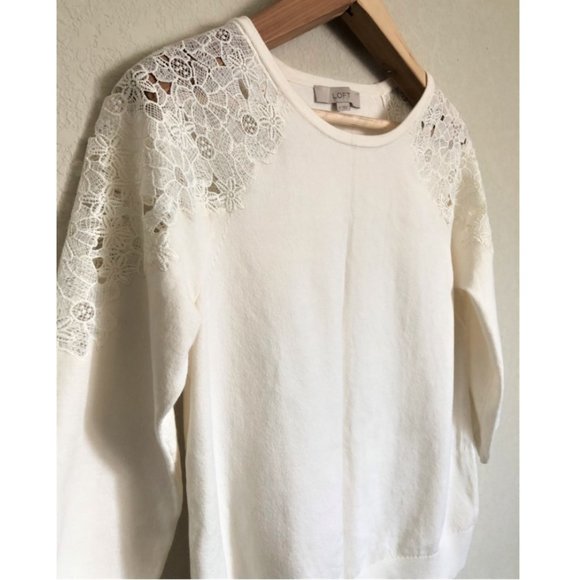 Loft Floral Lace Shoulder Sweater - Picture 10 of 10